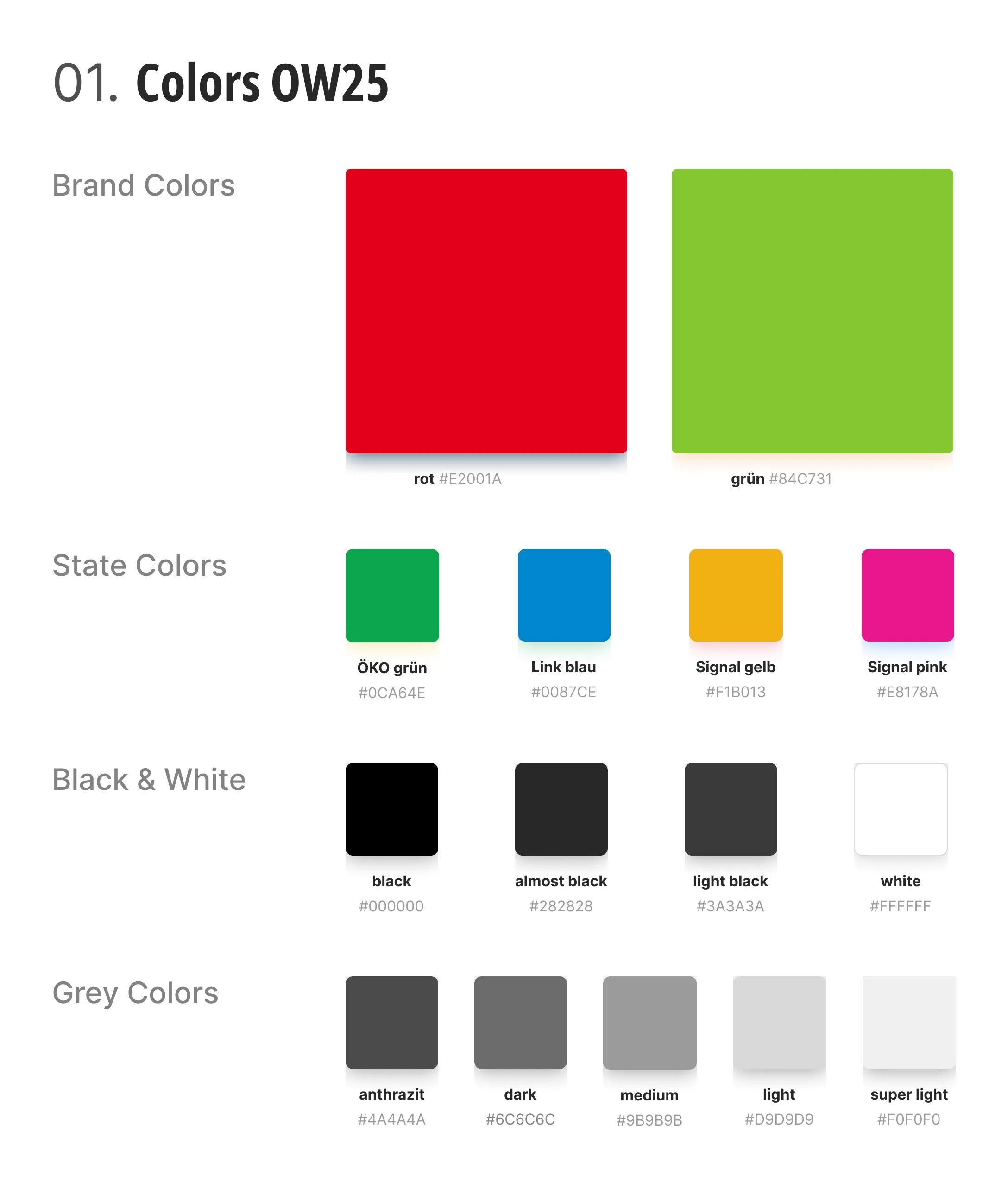 Farben des Web Style Guide OW25
